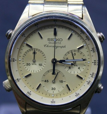 Vintage Seiko 7A28-7029 Quartz Chronograph Watch Gold Tone Original (E3C2)  | eBay