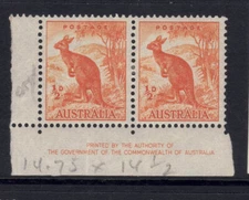 AUSTRALIAN PRE DECIMAL STAMPS - 1938 HALFd DEEP ORANGE KANGAROO 178Cz, Cof A WMK