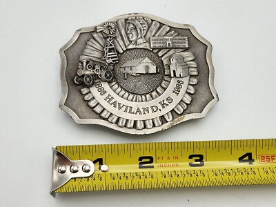 Vintage 1986 Haviland Pioneer Town Kansas KS Town Centennial Belt Buckle