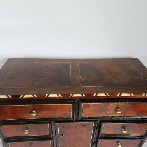 Antique German Bone Inlaid, Ebonized & Burled Walnut Table Desk Cabinet c. 1700 - Picture 3 of 11