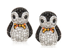 1.30TCW Sparkle Lab-Created Diamonds  Gemstones Pretty Penguin Stud Earrings