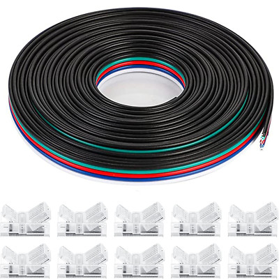 10 M 5-Pin LED Strip Extension Cable DC 12V-24V Connection Cable+ 10 Pack 5-Pin 