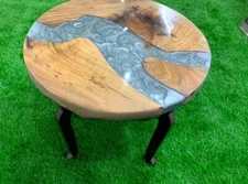Artistic Epoxy Resin Coffee Table Top Luxury  Acacia Wooden Office Meeting Desk