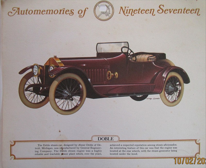 1917 Doble Roadster car calendar print (brown, no top)