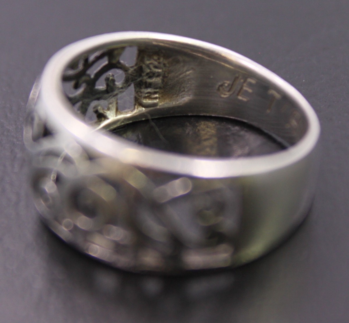 SIZE 7 ~ Vintage Signed NF Sterling Silver Filigree Swirl Cut Out