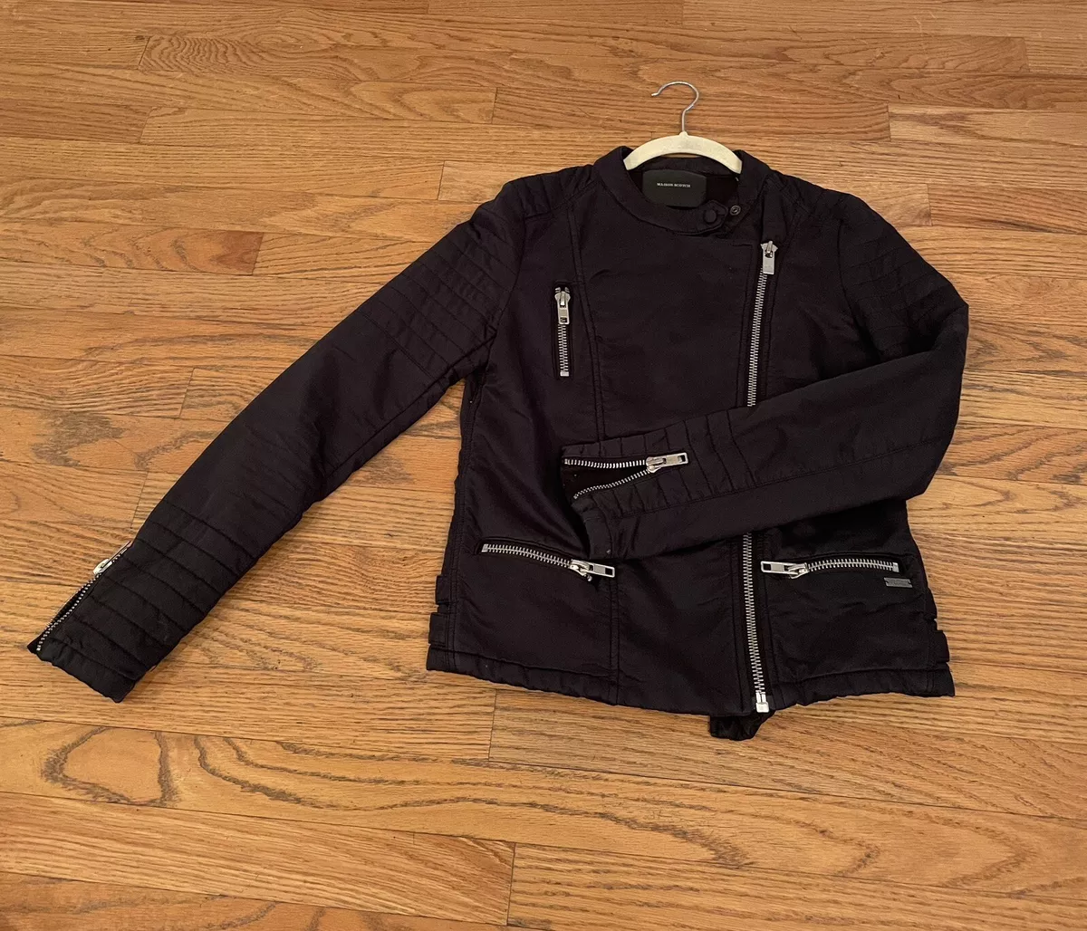 Black cotton top moto jacket