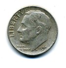 1959 D Roosevelt Dime US 10 Cent U.S America SILVER UNITED STATES 10c Coin #7416 — photo 1