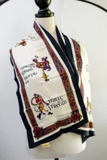 Book of Kells Scarf Celtic Art Irish Navy Border 54 x 12 Colorful Silky neck 