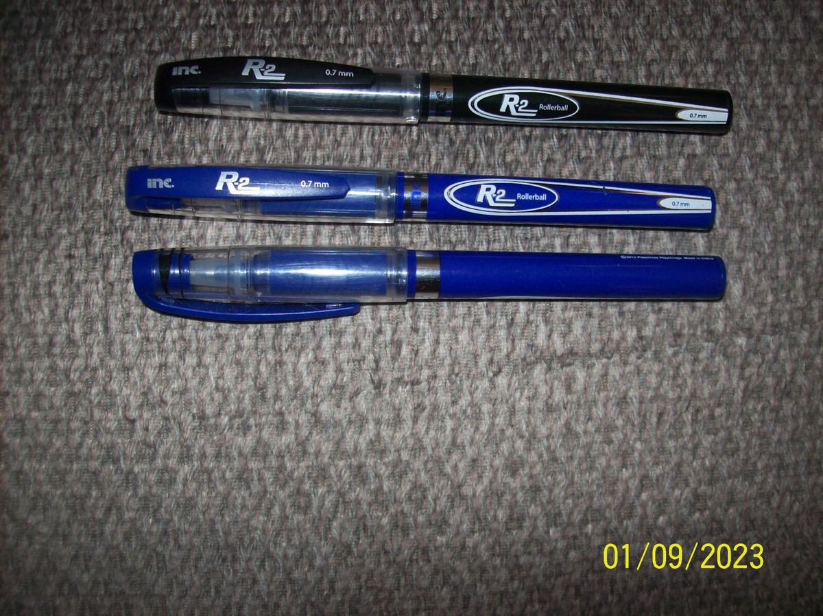 Inc R-2 Comfort Grip Rollerball 3-Pack Pens Blue/1 Black