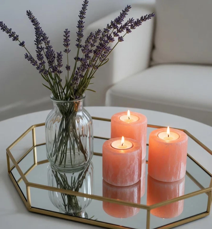 喜马拉雅粉红色盐烛台 | 直径 4 英寸高 x 3 英寸 | 圆柱形 | 暖光 — 第 4/4 张图片