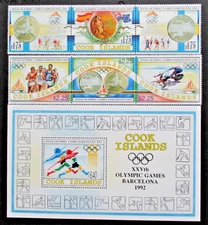 Cook Islands 1992 Olympic Games Set & Mini Sheet UM. SG 1304/9 + MS1310.