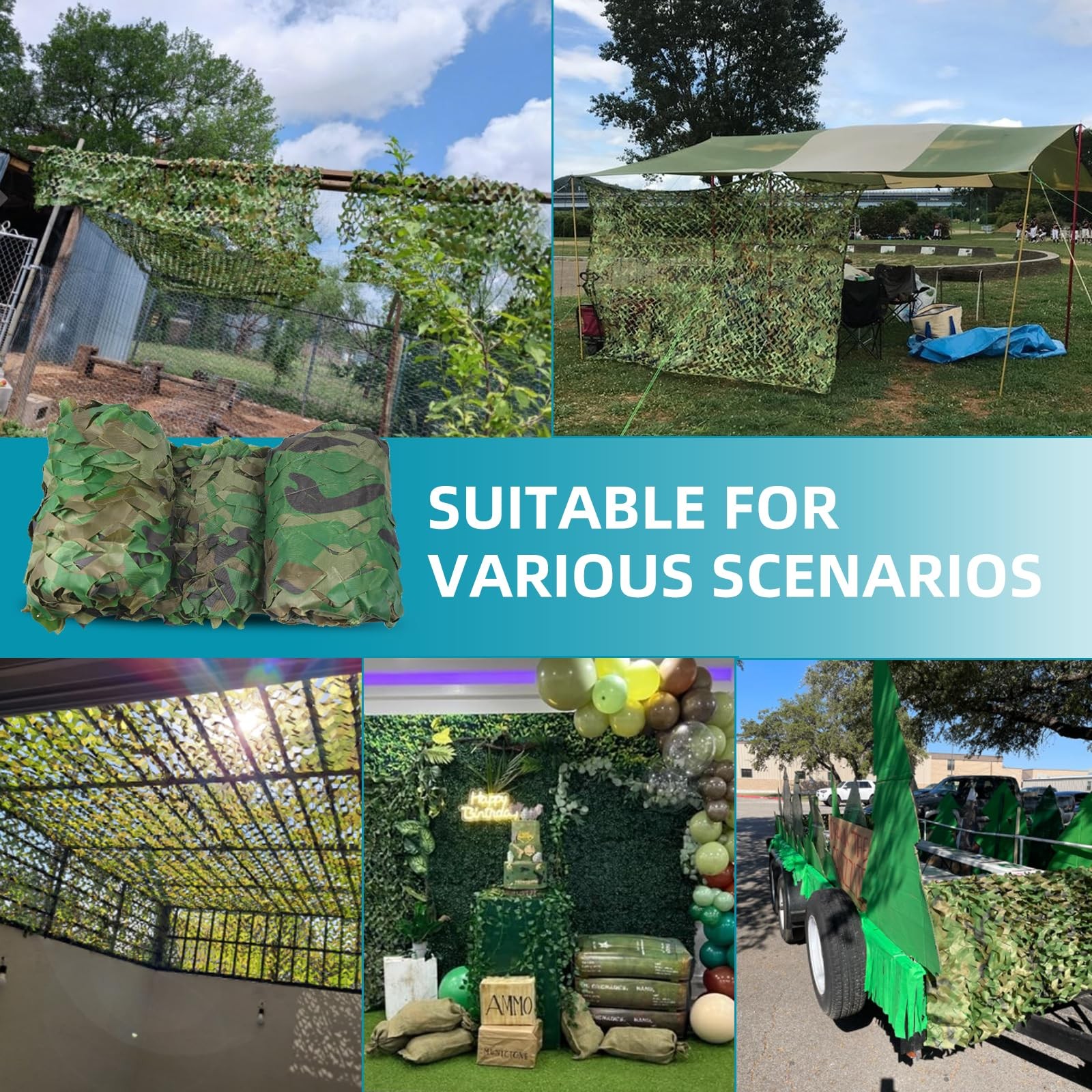 Outdoor Military Woodland Camouflage Netting Cutable Camo Net Camping Hunting