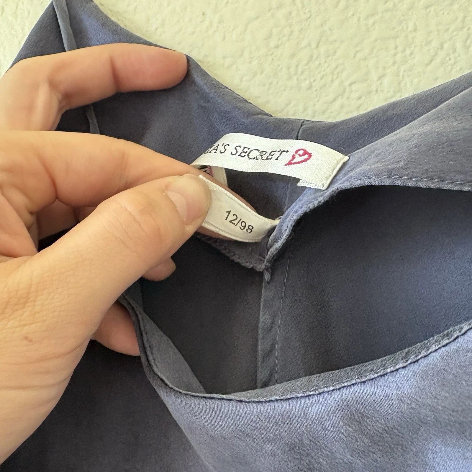 UNDERCOVER Victoria’s Secret Mini Abito Slip Senza Spalline in Seta Blu Navy Spacchi Laterali S