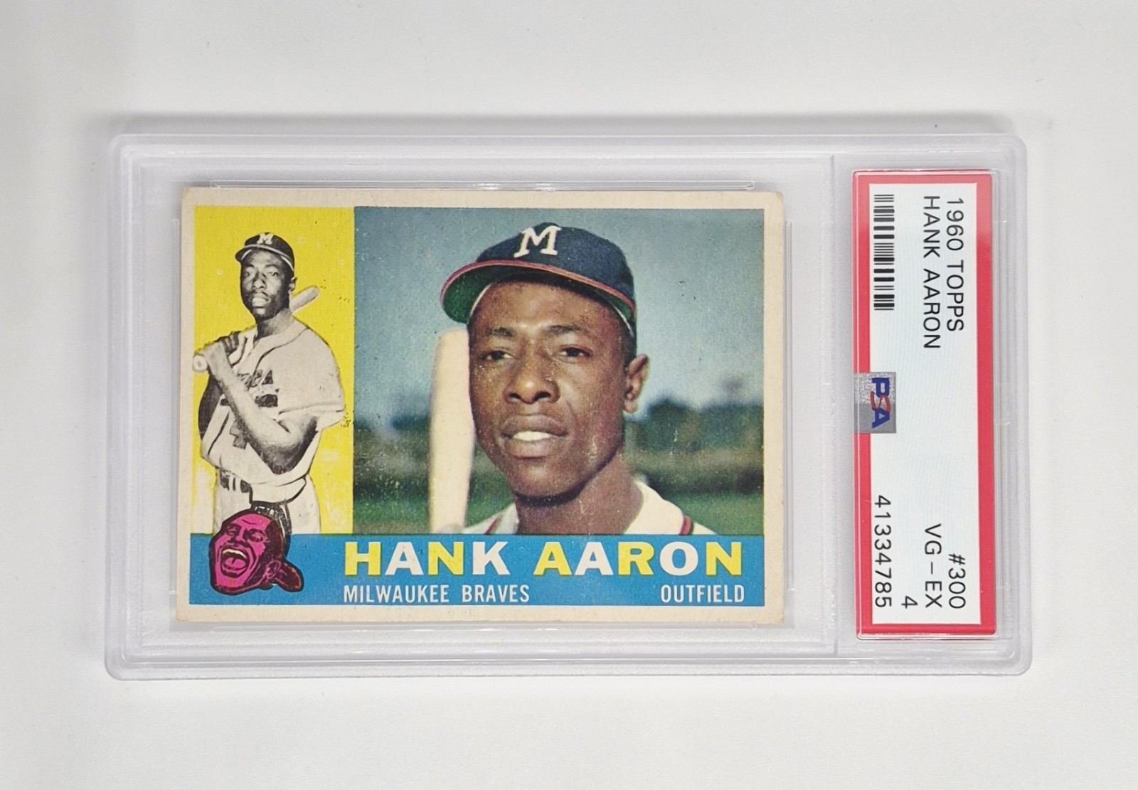 PSA GRADED 4 VG-EX CENTERED HANK AARON 1960 Topps #300 Milwaukee Braves BASEBALL
