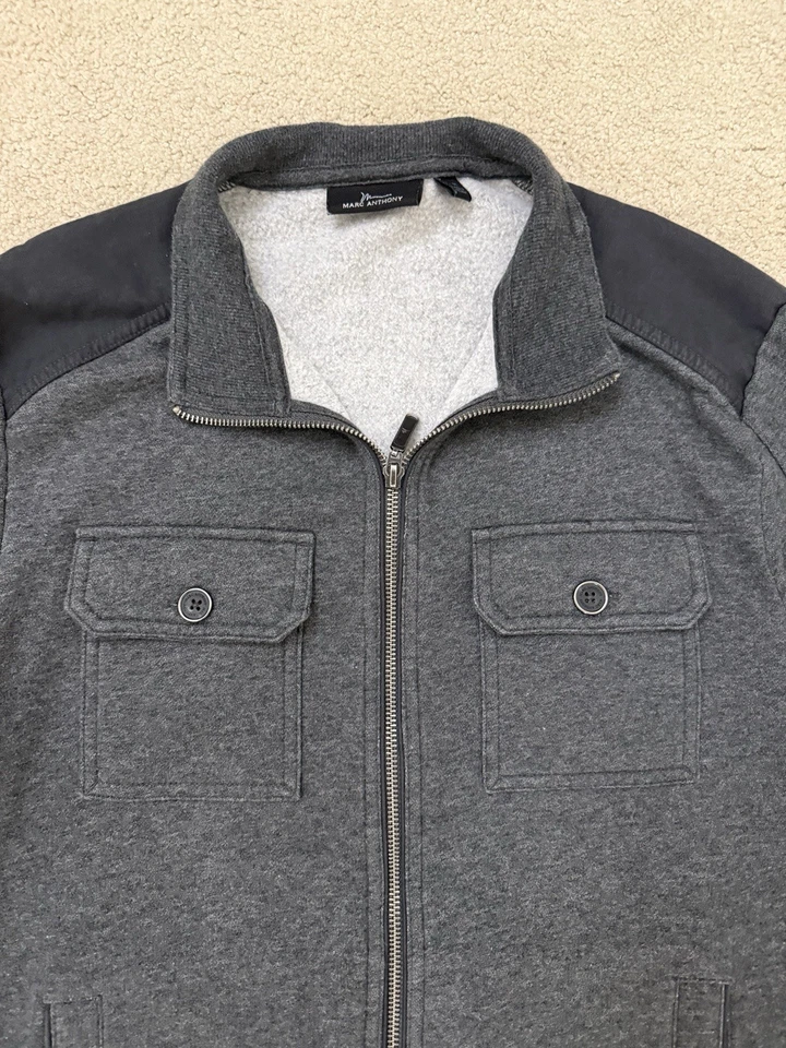 男式黑色 MARC ANTHONY 长袖拉链厚夹克针织衫 M 码中号 — 第 3/4 张图片