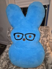 Peeps Just Born Blue 36" Stuffed Bunny w/Glasses Jumbo Furry Easter Plush