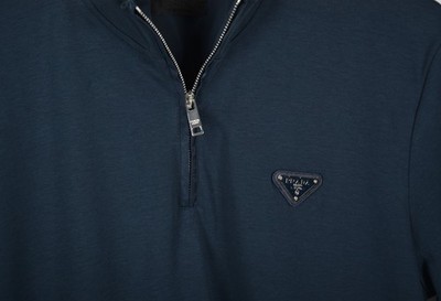 Men's Prada Navy Blue Zip-Up Polo Shirt L Short Sleeve | eBay