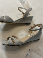 Nina New York Womens Heels Size 7M silver Glitter gorgeous 2  heel comp leather