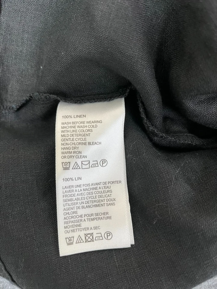 Tommy Bahama Two Palms 100% Linen Jacket Women Raw Edge Trucker Black Size XL - Image 4 of 4