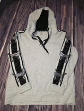 PINK Victoria's Secret Gray Speckled Pullover Hoodie Rhinestone Dog Logo M