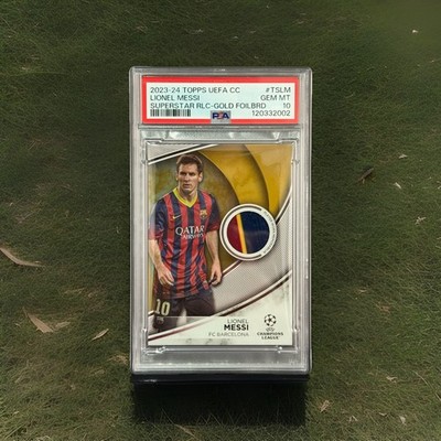 2023-24 Topps UEFA UCC Lionel Messi Player Worn 3-Color Patch Gold