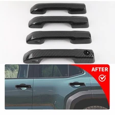 Carbon Fiber Exterior Door Handle Covers Trim For Tundra 4Runner 2025 w/keyless