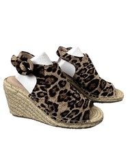 Image of Moda In Pelle Leopard Rose Wedge Size 5 Espandarille New in Box