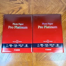 Lot of 2 ~ Canon Photo Paper Pro Platinum 8.5 x 11  Glossy PT-101 ~ 20 Sheets
