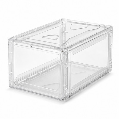 Clear Acrylic Shoe Display Case Stackable Sneaker Storage Box Drop Front