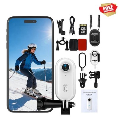 4K Thumb Action Camera | 128G Sports Camera for POV Photoshooting: Waterproof...