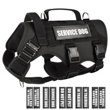 WINSEE Service Dog Vest Harness for Large Dog, Tactical Working Large, Black