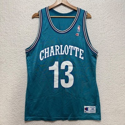 Vintage Champion Charlotte Hornets 13 Gill Teal Basketball Jersey Mens Size 48