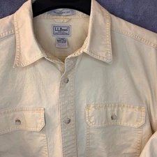LL Bean Traditional Fit Mens Yellow Large Long Sleeve Button Down Shirt