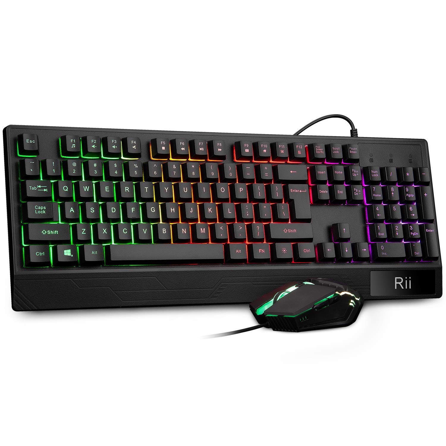 Rii Gaming Keyboard and Mouse Combo,USB Wired,104 Keys RGB LED Backlit Keyboa...