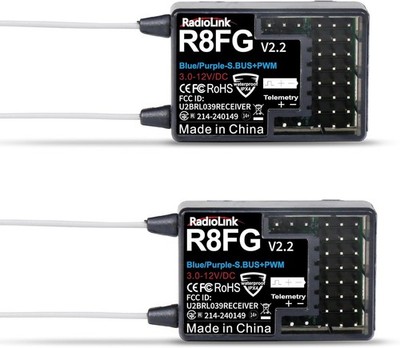 Radiolink R8FG V2.2 8 Channels Gyro Receiver 2pcs, 2.4GHz 600m Long Range Con