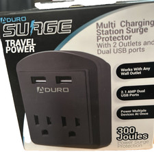 Aduro Surge Travel Power Model SRG-20-2ISB01 Black 2 AC Power Outlets