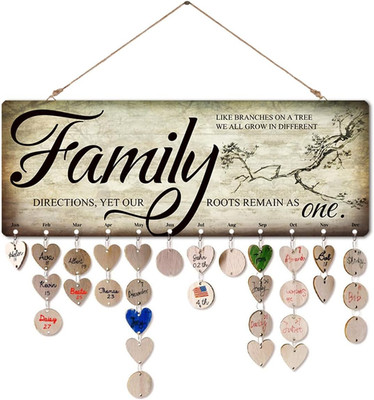 Gifts for Grandma Family Tree Wall Decor Family Birthday Board DIY Wooden Birthd