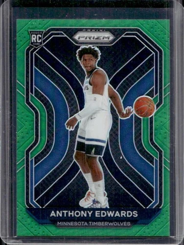 2020-21 Panini Prizm Anthony Edwards RC Green Prizm Rookie #258 Timberwolves