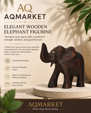 Estatuilla de elefante de madera hecha a mano estatua de la suerte de madera tallada de colección decoración del hogar