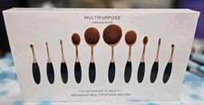 Mermaid Multipurpose Makeup Brush Set Kit, Black White Splat Oval Tapered Flat