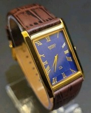 Vintage Seiko Slim Tank Mens Wristwatch Blue ...