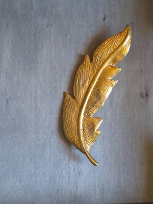 Elegante Vintage Brosche Goldfeder