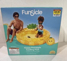 Funsicle Happy Pineapple FunRing Pool Inflatable 48” Diameter Kiddie Pool Summer