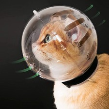 Cat Transparent Muzzle with Breathable Hood, Adjustable Kitten Astronaut Helm...