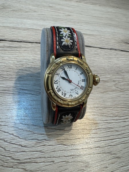 Orologio Vintage Michel Jordi Geneve Swiss Vintage Quartz Analogico Data Tono Oro