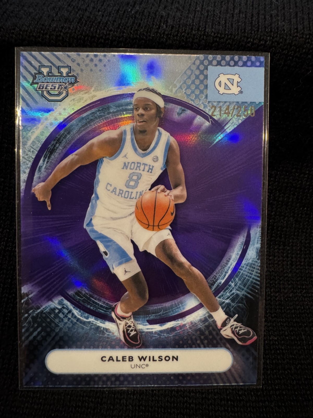 2025-26 Bowman University Best - Caleb Wilson #91 Purple Refractor /250 (RC)