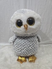 Ty Beanie Boos Owlette The Owl Large 17" Stuffed Animal Big Eyes Soft Gray 2022