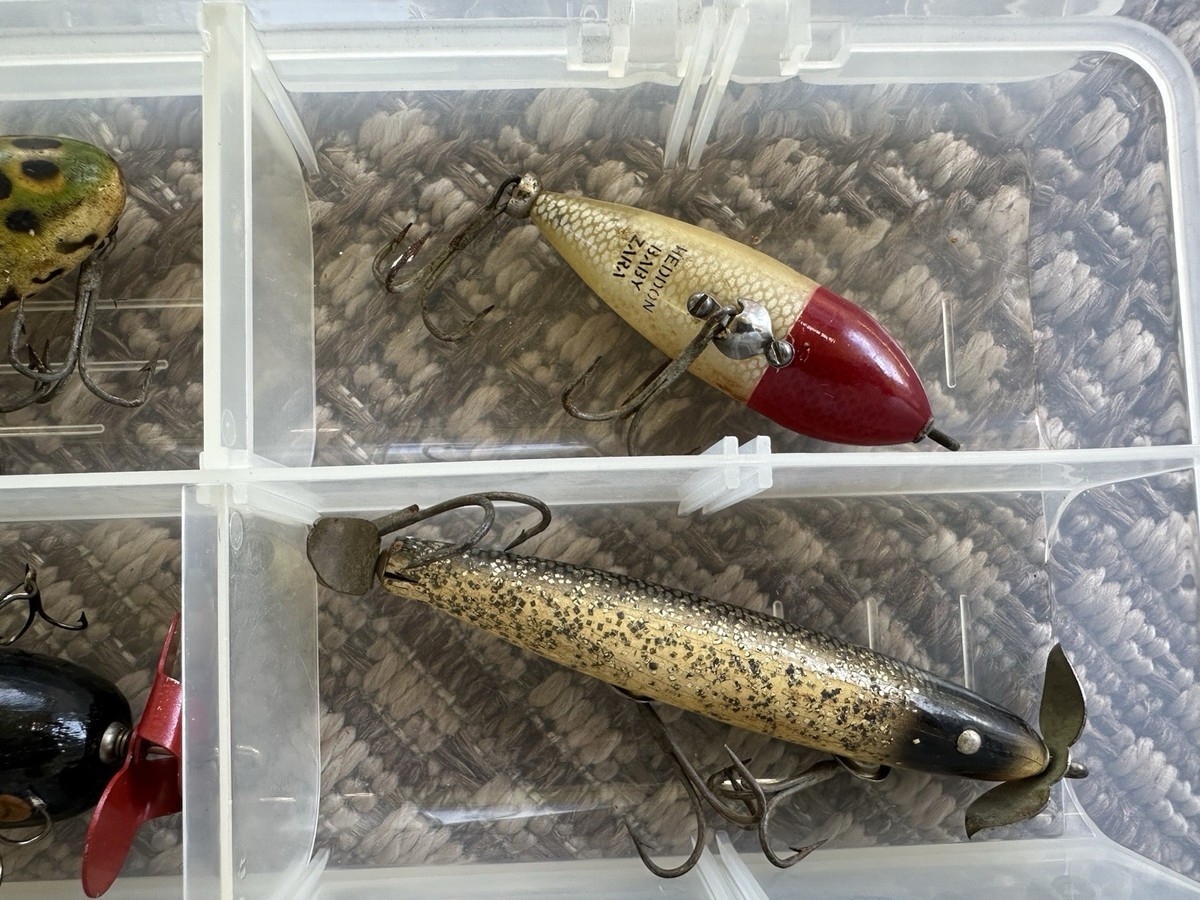 Antique Fishing Lure Lot Wooden Glass Eye Vintage Tackle | eBay
