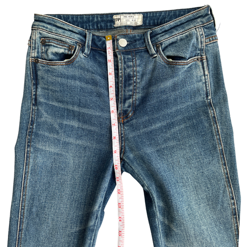 Free People Damen Mid Rise Classic Straight Leg Jeans Blau Medium Wash Größe 27 - Bild 6 von 11