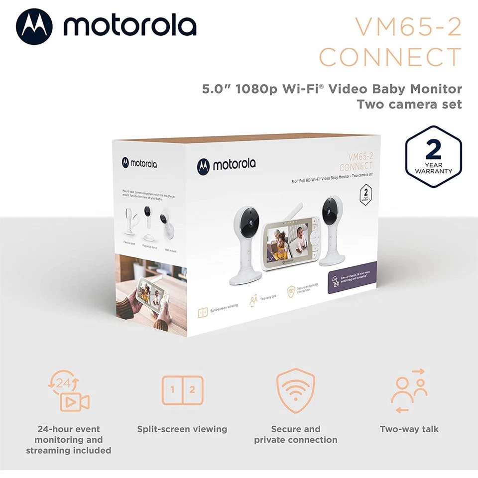 Motorola VM65-2 CONNECT Baby Monitor - 2 Camera Set Excellent Condition - Image 3 of 4
